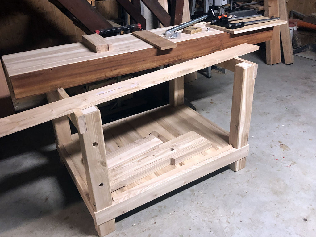 DIY PROFESSIONAL CARPENTER'S WORKBENCH ROUBO style in solid Ash wood, clamps 180x80xh85 cm