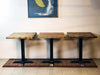 Tavolo Tavolino quadrato tipo BAR stile INDUSTRIAL piano in legno gamba centrale in ferro 90x90h80 cm