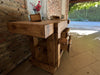 Carpenter's bench for home and commercial furniture in INDUSTRIAL style solid wood 4 drawers and 2 vices 158x68xh85cm