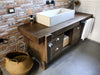 Banco da Falegname per arredo Bagno in stile INDUSTRIAL in legno massello predisposizione Lavabo misure 180x60xh80cm