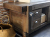 Banco da Falegname per arredo Bagno in stile INDUSTRIAL in legno massello predisposizione Lavabo misure 180x60xh80cm