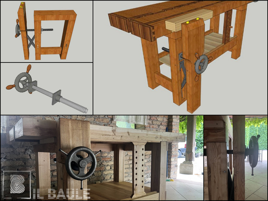 DIY DIY PROFESSIONAL CARPENTER'S WORKBENCH ROUBO 2 style in solid Morse Ash wood 180x80xh85 cm