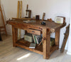 Banco da Falegname per arredo cucina soggiorno in stile INDUSTRIAL legno massello un cassetto e due morse 150x63xh85 cm