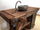 Carpenter's bench for bathroom furniture or kitchen island solid wood antique walnut finish 130x55h90cm MADE TO MEASURE