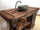 Carpenter's bench for kitchen island furniture or bathroom cabinet solid wood antique walnut finish 130x55h90cm CUSTOM MADE