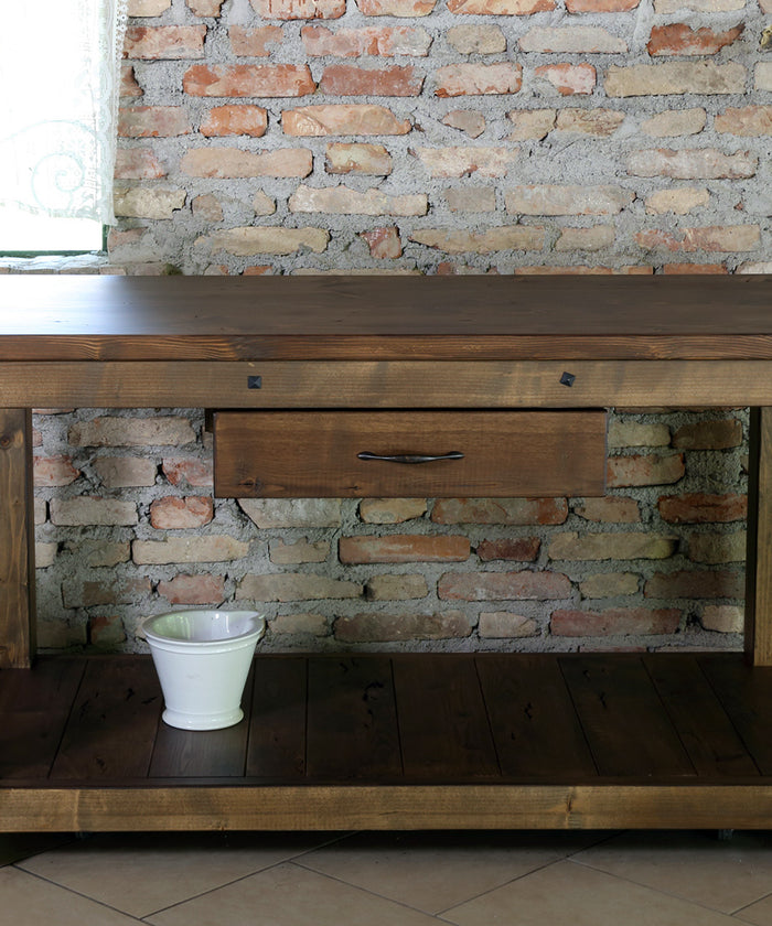 Consolle Isola cucina per arredo in stile RUSTICO in legno massello 1 cassetto 150x70xh80 cm