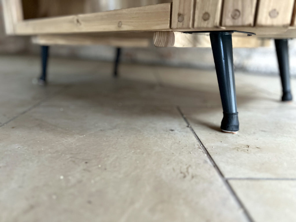 OVAL Console Table in INDUSTRIAL style in solid wood TOP and metal feet 105x55xh108cm CUSTOMIZABLE