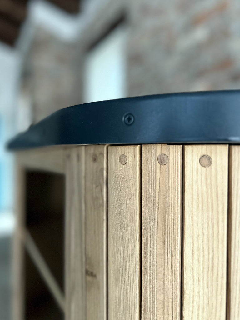 OVAL Console Table in INDUSTRIAL style in solid wood TOP and metal feet 105x55xh108cm CUSTOMIZABLE