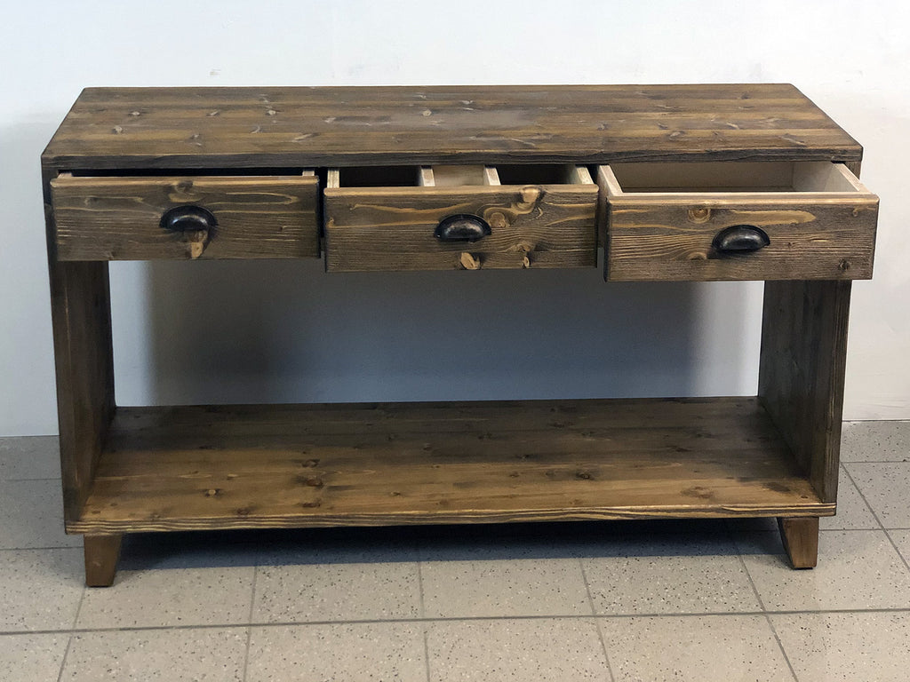 Workbench / kitchen island for RUSTIC style furniture in solid wood 1 drawer 150x70xh80 cm