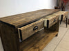 Workbench / kitchen island for RUSTIC style furniture in solid wood 1 drawer 150x70xh80 cm