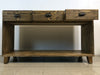 Workbench / kitchen island for RUSTIC style furniture in solid wood 1 drawer 150x70xh80 cm