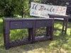 Consolle alta per arredo stile RUSTICO / COUNTRY FATTORIA in legno massello 4 cassetti e ripiano a giorno modello ( 1 ) 182x40xh93 cm su misura finitura noce