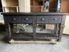 Consolle alta per arredo stile RUSTICO / COUNTRY FATTORIA in legno massello 4 cassetti e ripiano a giorno modello ( 1 ) 182x40xh93 cm su misura finitura noce