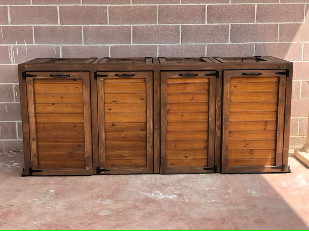 Solid wood furniture 120 L SEPARATE BIN COVER for outdoor use for 4 glass plastic paper waste bins