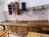 Cucina stile Banco da FALEGNAME / INDUSTRIAL modello VERONA 2 elementi Base + Vetrina/Piattaia + mensola 190+350x70/80xh70cm tutto legno massello