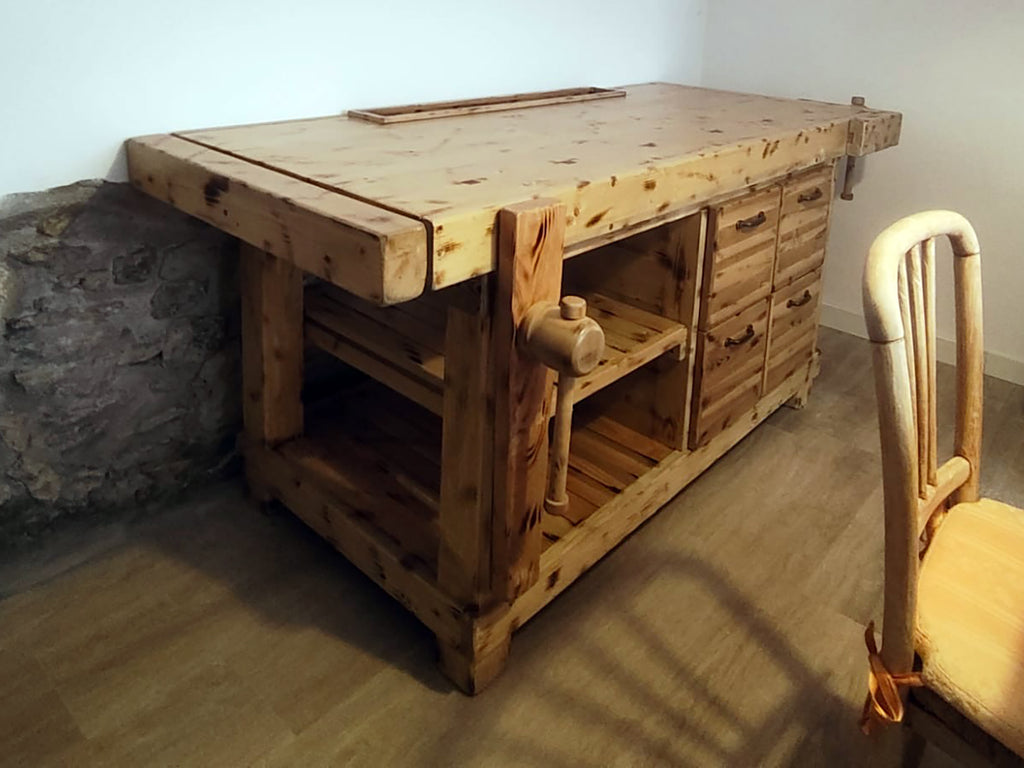 Cucina stile Banco da FALEGNAME / INDUSTRIAL modello VERONA 2 elementi Base + Vetrina/Piattaia + mensola 190+350x70/80xh70cm tutto legno massello