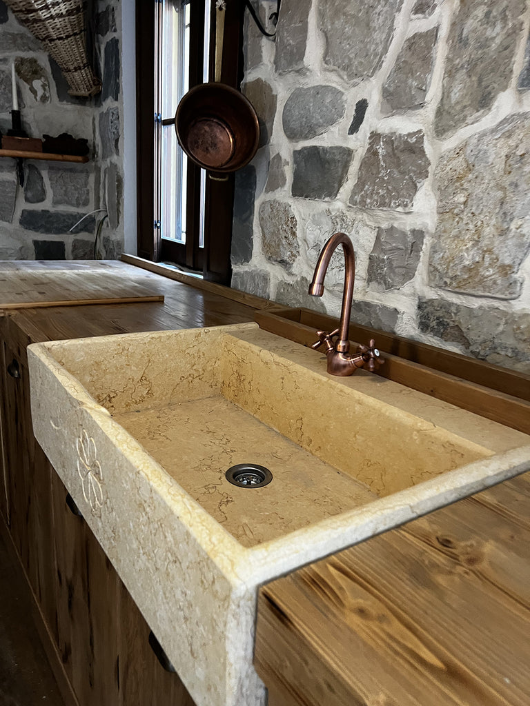 Cucina stile Banco da FALEGNAME / INDUSTRIAL modello COMO 2 elementi Base + Cappa 110+250x70xh90cm tutto legno massello