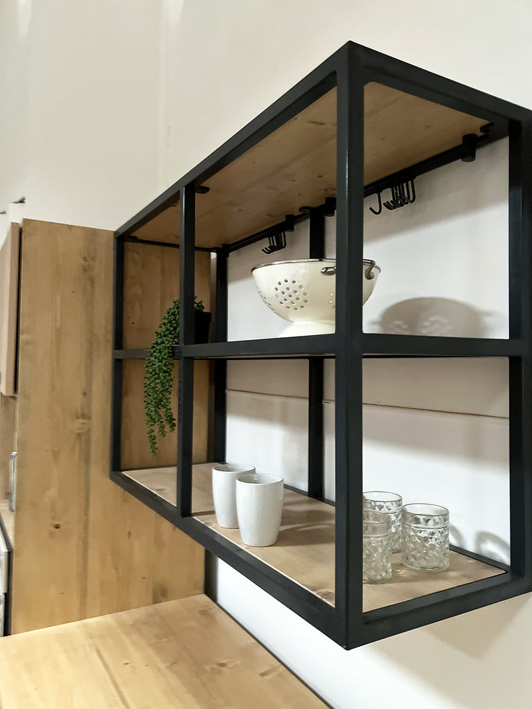 Cucina modello Rialto mobile con colonna 210x64xh90cm  + Isola personalizzata con lato snack a ribalta 150X90XH100cm scolapiatti e pensili in metallo TUTTO SU MISURA