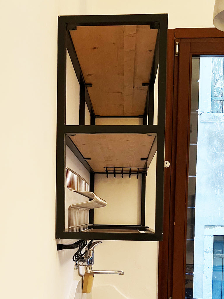 Cucina modello Rialto mobile con colonna 210x64xh90cm  + Isola personalizzata con lato snack a ribalta 150X90XH100cm scolapiatti e pensili in metallo TUTTO SU MISURA