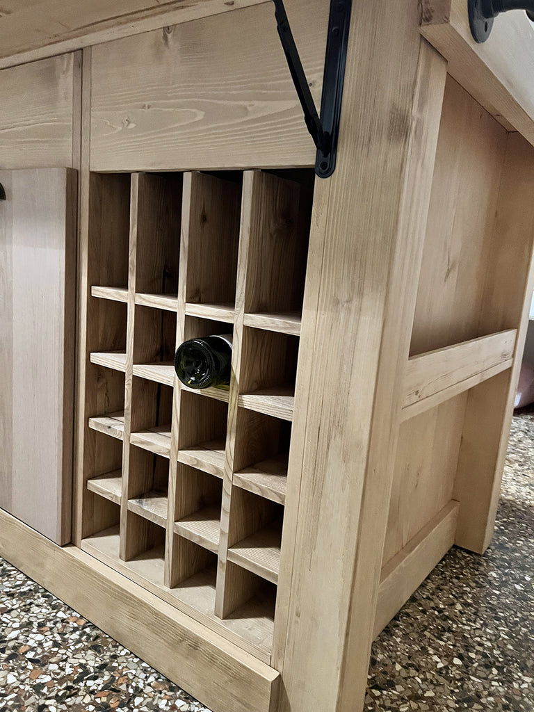 Cucina modello Rialto mobile con colonna 210x64xh90cm  + Isola personalizzata con lato snack a ribalta 150X90XH100cm scolapiatti e pensili in metallo TUTTO SU MISURA