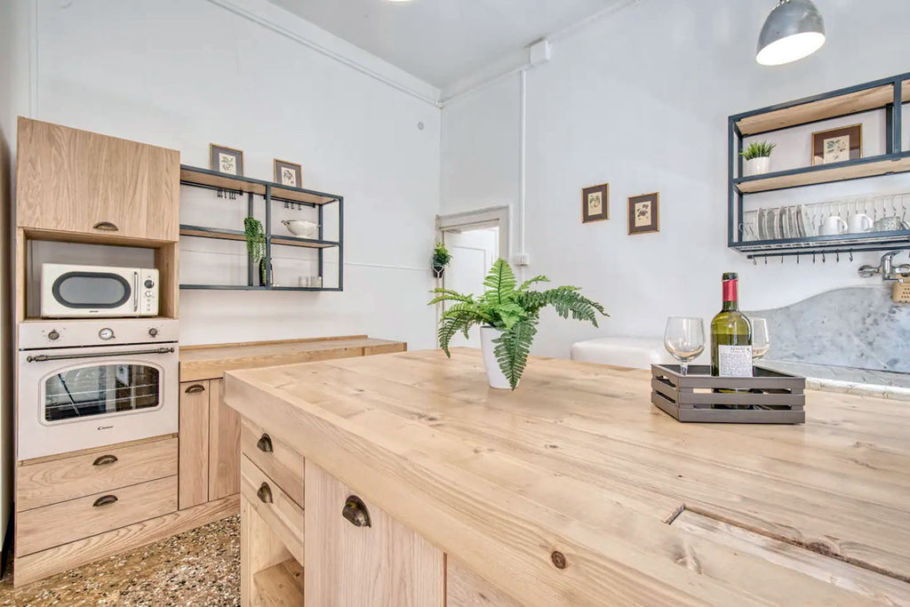 Cucina modello Rialto mobile con colonna 210x64xh90cm  + Isola personalizzata con lato snack a ribalta 150X90XH100cm scolapiatti e pensili in metallo TUTTO SU MISURA