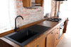 Linear kitchen VENEZIA LIDO INDUSTRIAL / RUSTIC style in solid wood predisposition for appliances dish drainer included and hood on request dimensions 320x65xh90cm