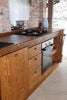 Linear kitchen VENEZIA LIDO INDUSTRIAL / RUSTIC style in solid wood predisposition for appliances dish drainer included and hood on request dimensions 320x65xh90cm