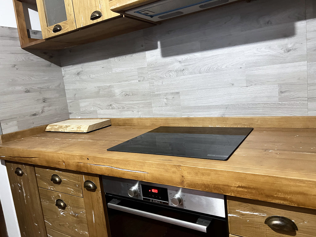 Cucina angolare ANNA stile RUSTICO | CLASSICO in abete e frassino massello effetto stuccato predisposizione elettrodomestici misure 280-200x65xh90cm