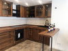 Cucina angolare MONACO stile COUNTRY in legno massello con tavolo snack a ribalta 310-205x65xh88cm