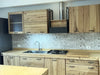 TREVISO COUNTRY style corner kitchen in solid ash without appliances and optional table measures 429x240x65xh90cm