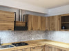 TREVISO COUNTRY style corner kitchen in solid ash without appliances and optional table measures 429x240x65xh90cm