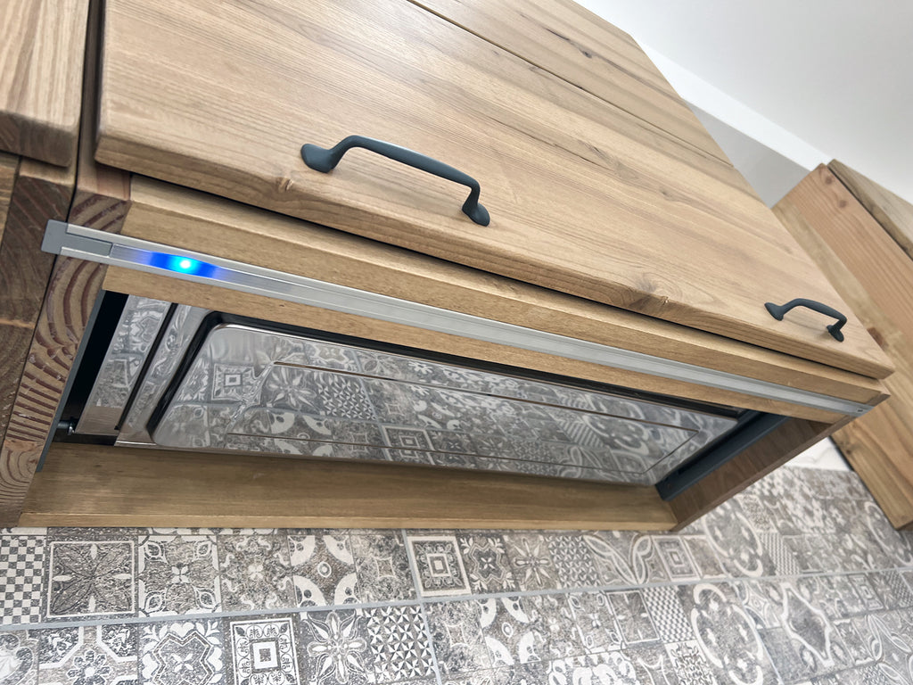 TREVISO COUNTRY style corner kitchen in solid ash without appliances and optional table measures 429x240x65xh90cm