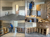 Cucina angolare con colonna forno e pensili 354-211x65xh90-200cm + parete lineare con armadio 366x75xh90-200cm mod. BERLINO stile INDUSTRIAL in legno massello