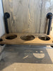 Cucina angolare con colonna forno e pensili 354-211x65xh90-200cm + parete lineare con armadio 366x75xh90-200cm mod. BERLINO stile INDUSTRIAL in legno massello