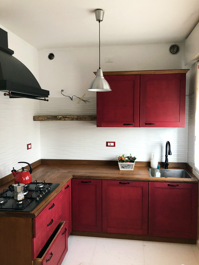 Corner kitchen in NEOCLASSIC style in solid wood with provision for appliances, dimensions 210-150x65xh230cm + column