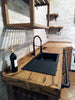 Cucina angolare VALENTINA stile INDUSTRIAL legno massello SCOLAPIATTI CAPPA MENSOLE INCLUSI TAVOLO OPZIONALE misure 255-140x65xh90cm