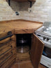 Cucina angolare VALENTINA stile INDUSTRIAL legno massello SCOLAPIATTI CAPPA MENSOLE INCLUSI TAVOLO OPZIONALE misure 255-140x65xh90cm