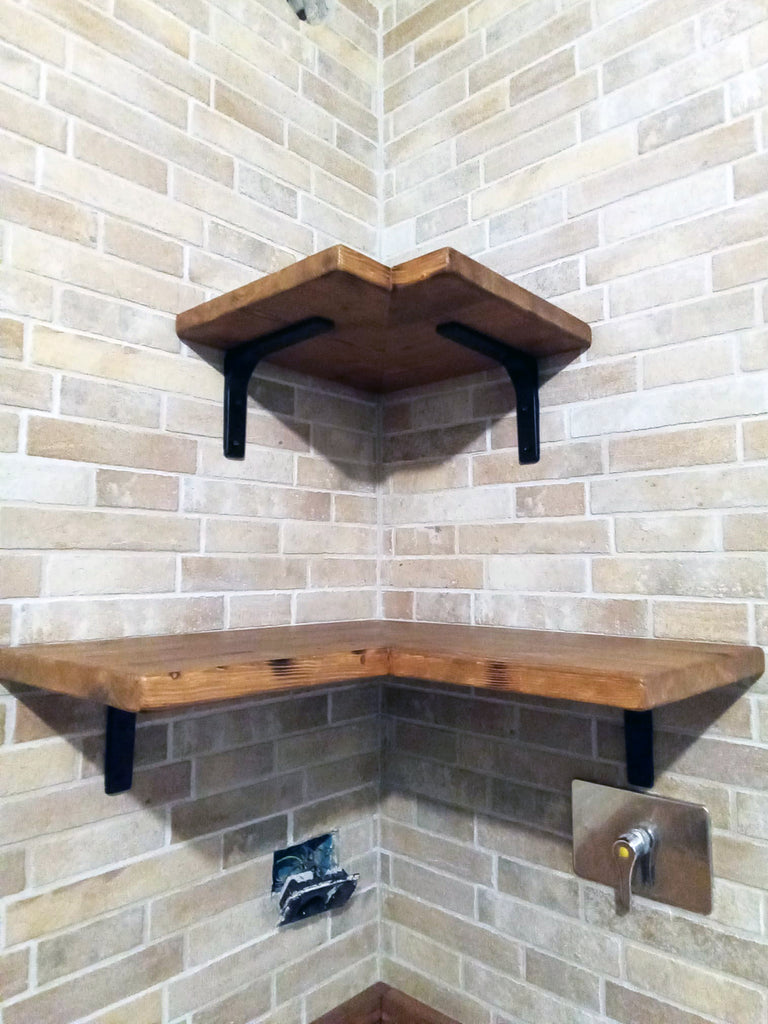 Cucina angolare VALENTINA stile INDUSTRIAL legno massello SCOLAPIATTI CAPPA MENSOLE INCLUSI TAVOLO OPZIONALE misure 255-140x65xh90cm
