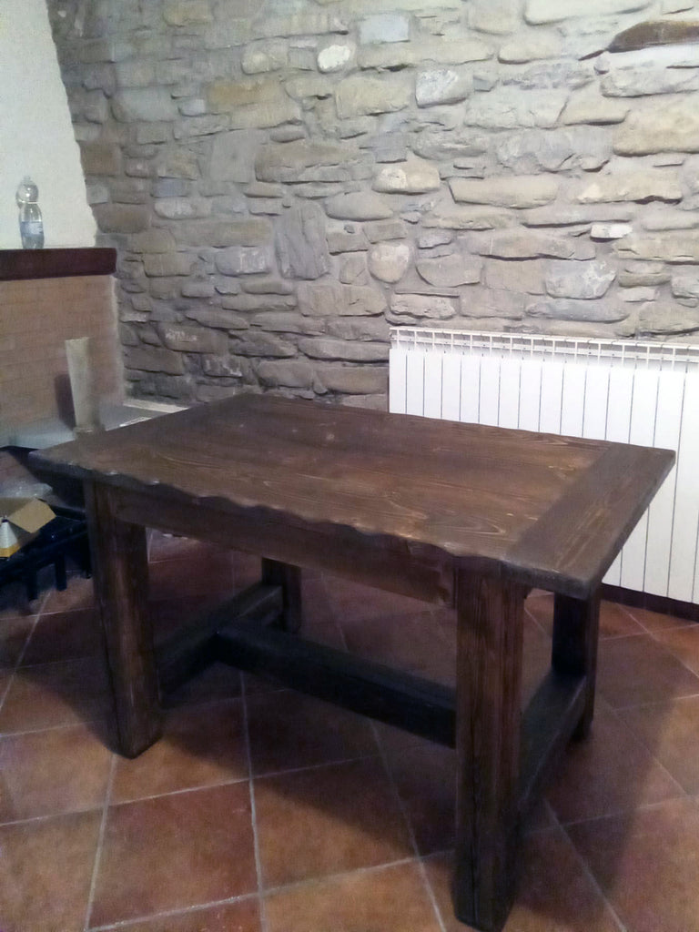Cucina angolare VALENTINA stile INDUSTRIAL legno massello SCOLAPIATTI CAPPA MENSOLE INCLUSI TAVOLO OPZIONALE misure 255-140x65xh90cm