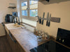 Cucina + isola STOCCARDA stile INDUSTRIAL 415x65xh90cm + 220x120xH100cm tutto legno massello SU MISURA