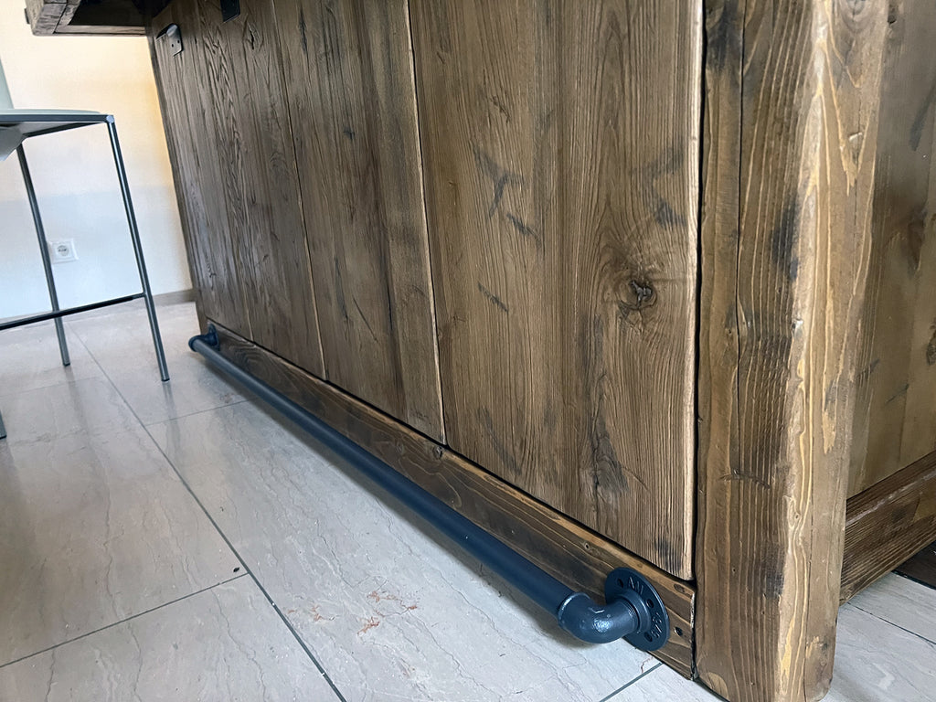 Cucina + isola STOCCARDA stile INDUSTRIAL 415x65xh90cm + 220x120xH100cm tutto legno massello SU MISURA