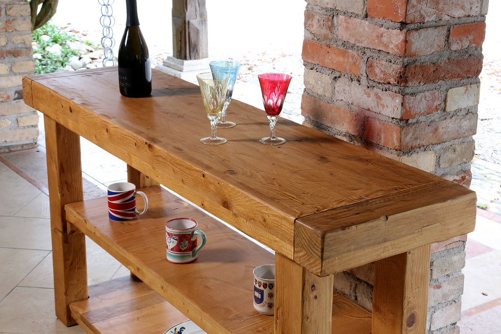 Linear kitchen in RUSTIC / COUNTRY / VISSUTO style in solid wood with provision for appliances, dimensions 330x65xh87cm