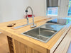 Cucina lineare modello Venezia parete moderna da 330cm + Isola country 230x220xh95 cm Tutto legno massello personalizzabile SU MISURA
