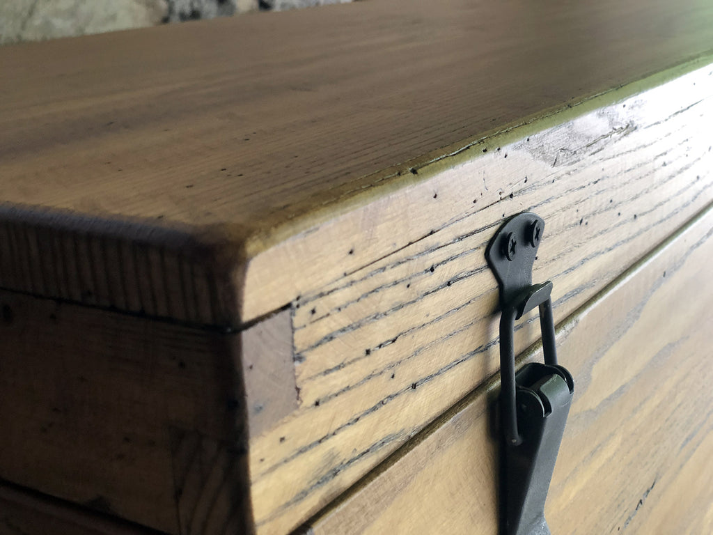 Baule Cassapanca arredo disimpegno ingresso veranda stile COUNTRY legno massello di frassino anticato 100x40xh50 cm