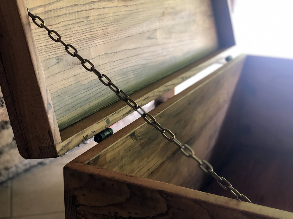 Baule Cassapanca arredo disimpegno ingresso veranda stile COUNTRY legno massello di frassino anticato 100x40xh50 cm