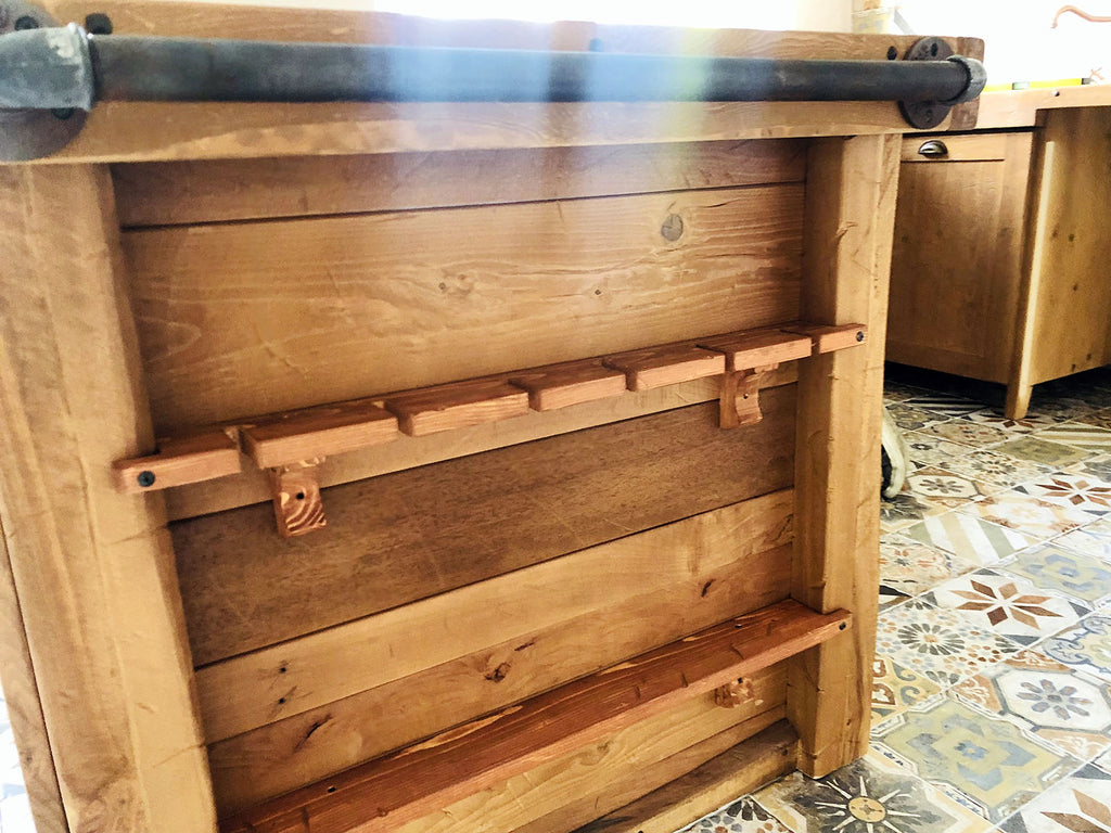 Cucina a ferro di cavallo stile INDUSTRIAL / COUNTRY VISSUTO TUTTO in legno massello predisposizione elettrodomestici 200x200x340 cm