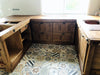 Cucina a ferro di cavallo stile INDUSTRIAL / COUNTRY VISSUTO TUTTO in legno massello predisposizione elettrodomestici 200x200x340 cm