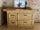 Cucina mini stile COUNTRY / INDUSTRIAL in legno massello con lavello miscelatore e piano cottura inclusi 160x70xh90 cm