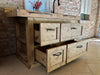 Cucina mini stile COUNTRY / INDUSTRIAL in legno massello con lavello miscelatore e piano cottura inclusi 160x70xh90 cm