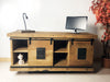 Mobile Sideboard INDUSTRIAL style solid wood sliding doors on rails and open compartments 160x50xh70 cm